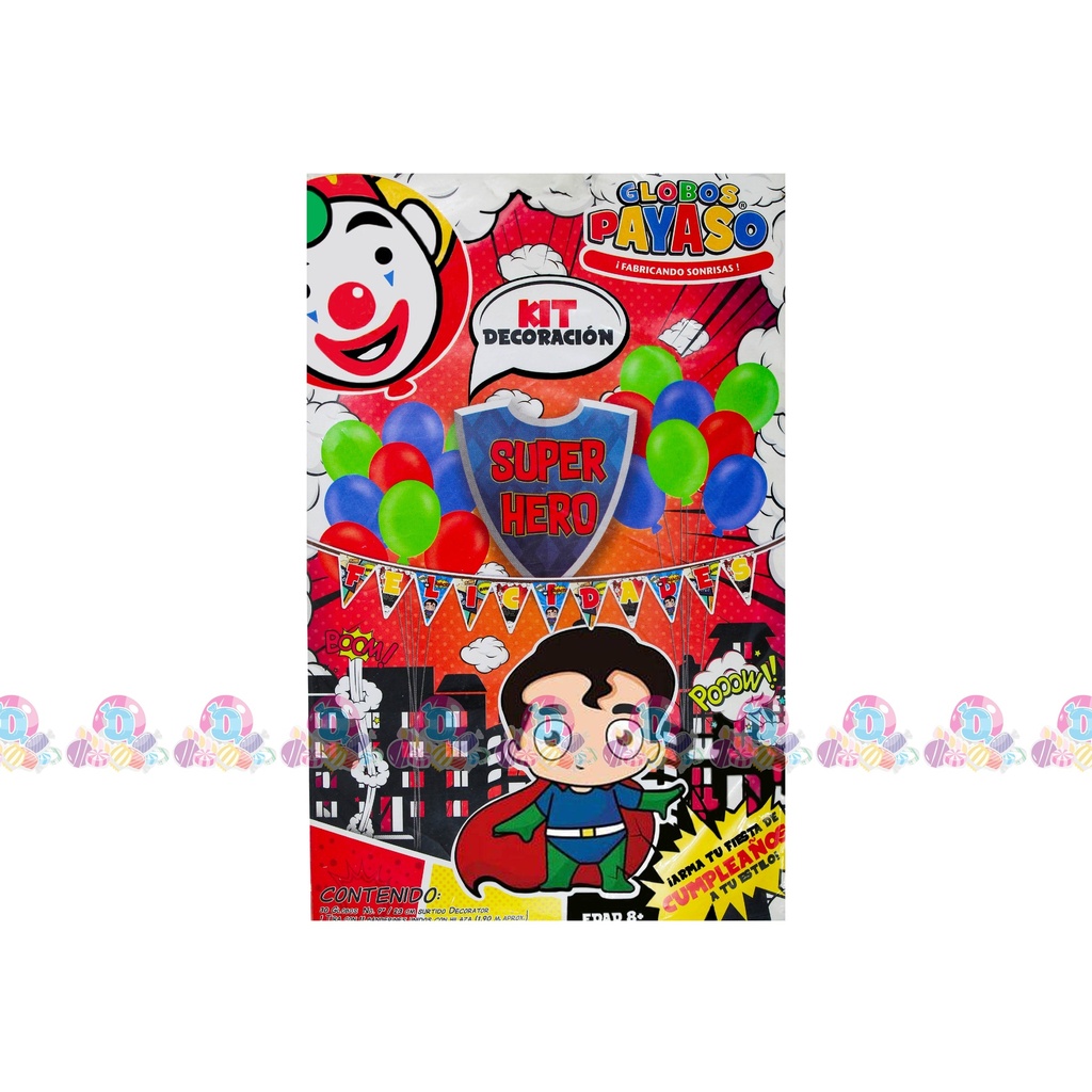 FAB GLOBO PAYASO KIT SUPER HEROES 30s