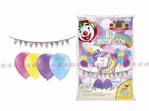 FAB GLOBO PAYASO KIT UNICORNIO 30s