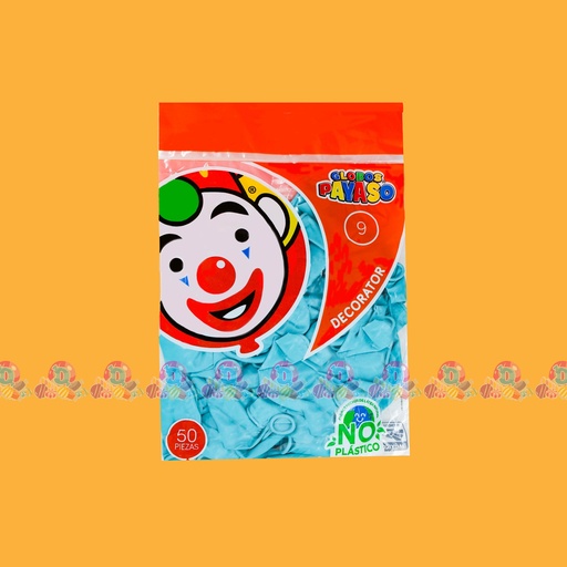 FAB GLOBO PAYASO 9 AZUL AGUA 50s