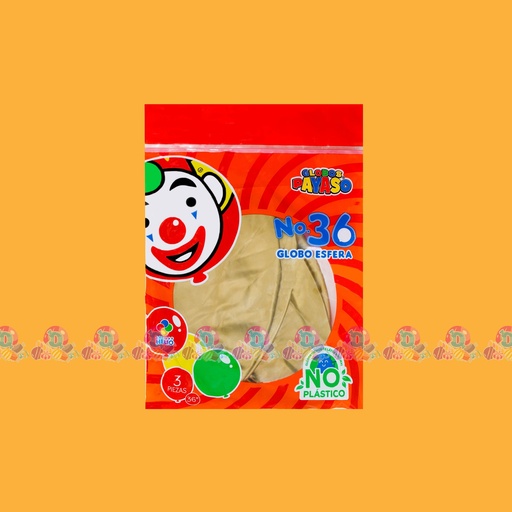 [059007] FAB GLOBO PAYASO 36 MET DORADO 3s