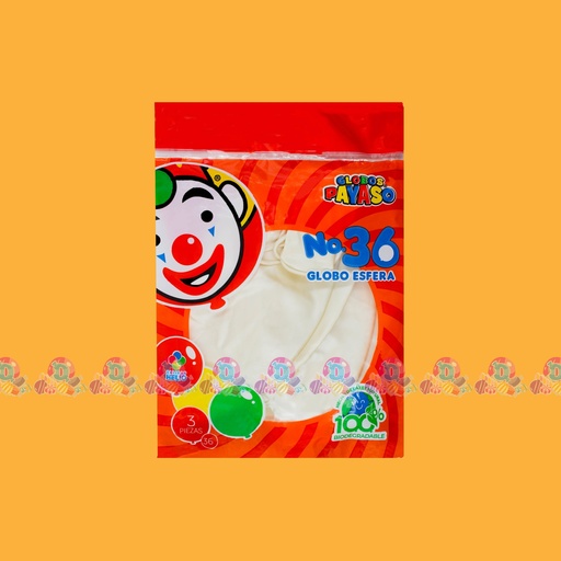 [059006] FAB GLOBO PAYASO 36 MET BLCO PERLA 3s
